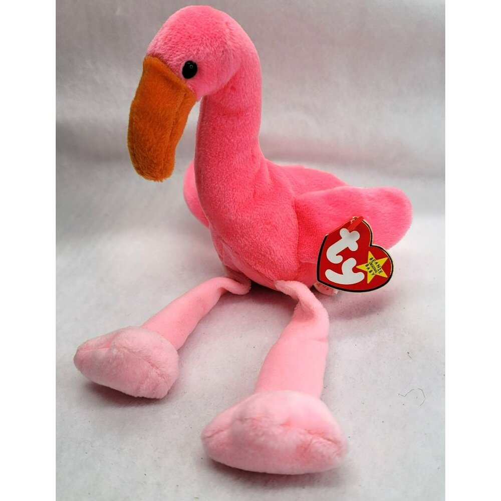 Ty Beanie Baby Pinky the Flamingo Bird Stuffed Animal Plush PE 1995 CR86